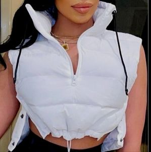 White pullover puffer vest